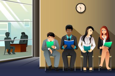 İş görüşmesi için bekleyen insanlar