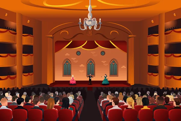 Spectators inside a theater — Stock Vector