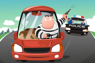 Polis suçluları bir arabaya karayolu üzerinde takip