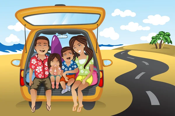 Family on a road trip — Stock Vector