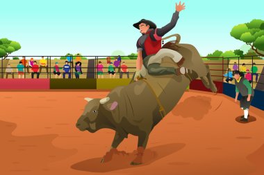 Rodeo rider in an arena clipart
