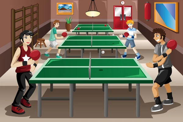 Adolescentes jogando ping pong — Vetor de Stock