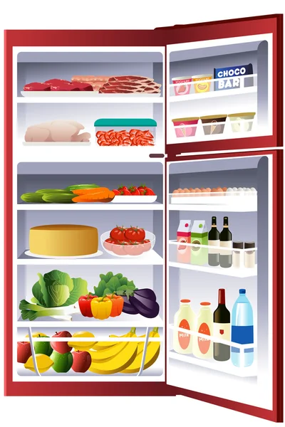 Dentro de un refrigerador — Vector de stock