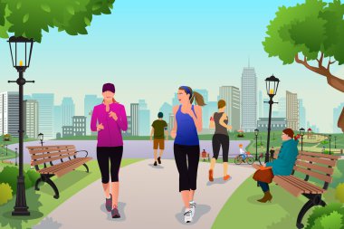 Bir parkta çalışan kadın