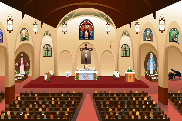 Misa católica iglesia imágenes de stock de arte vectorial | Depositphotos
