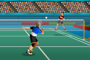 Badminton rekabet oynayan erkekler