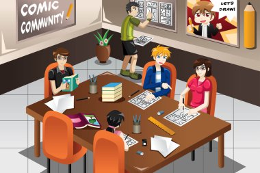 Komik topluluk çizim