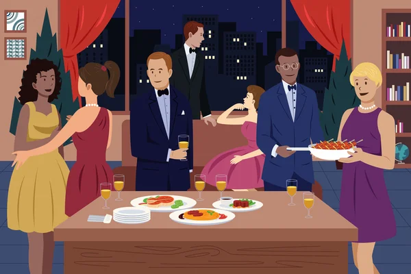 Gente en la cena — Vector de stock