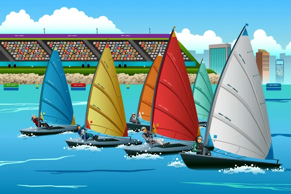 Idrottare segling i tävlingen — Stock vektor