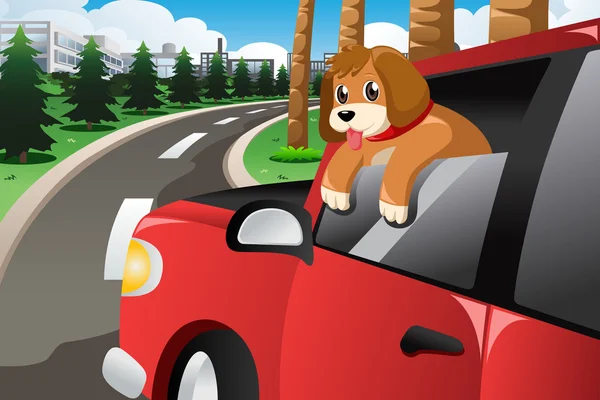 Σκυλί να βγαίνει το πρόσωπό του από το παράθυρο του αυτοκινήτου — Διανυσματικό Αρχείο