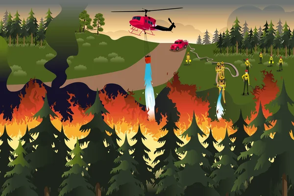 Bomberos forestales — Vector de stock