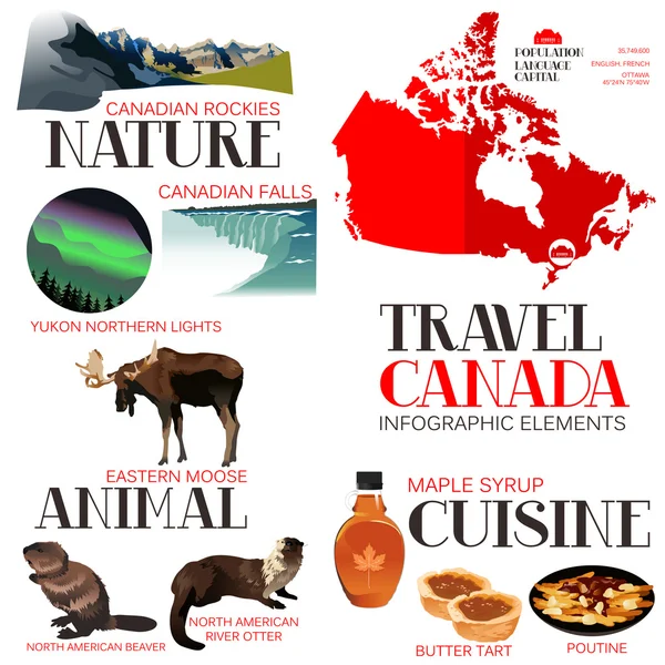 Elementos infográficos para viajar para o Canadá —  Vetores de Stock
