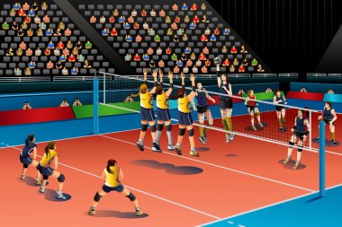 People Playing Volleyball in the Competition clipart