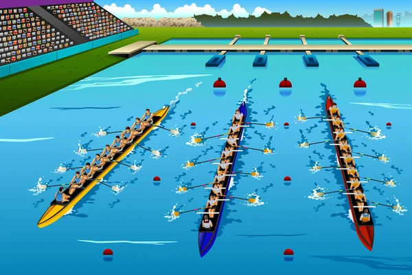 競争のロウイング 8 の漕手 — ストックベクタ