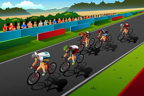 Gente Ciclismo en la competencia — Vector de stock