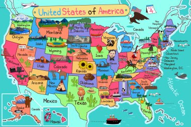 USA Map in Cartoon Style clipart