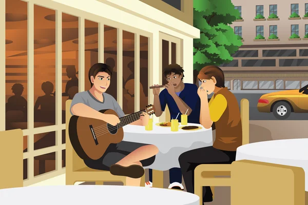 Hombres tocando música juntos — Vector de stock