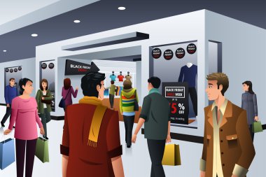 İnsanlar üstünde siyah Cuma alışveriş