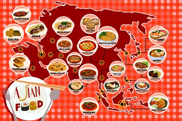 Infografia alimentare asiatica — Vettoriale Stock