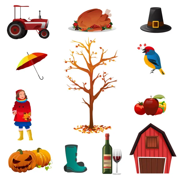 Iconos de otoño o otoño — Vector de stock