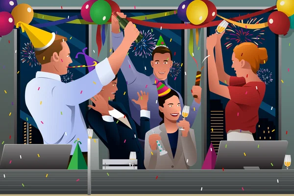 Üzleti emberek ünnepli új évet — Stock Vector