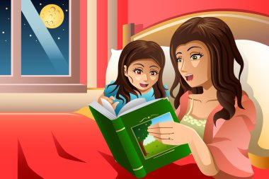 Mother Telling a Bedtime Story clipart