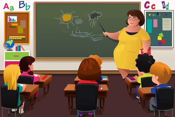 Teacher teaching  in a Classroom — Stock Vector