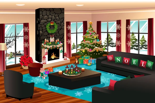 Maison avec décoration de Noël — Image vectorielle