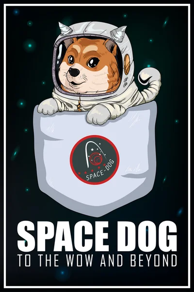 Space Dog Background — Stock Vector