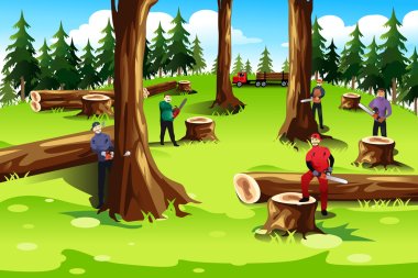 People Cutting Down Trees clipart