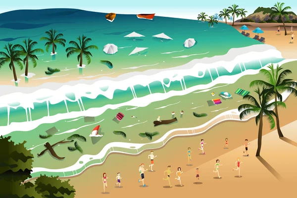 Scène du tsunami — Image vectorielle
