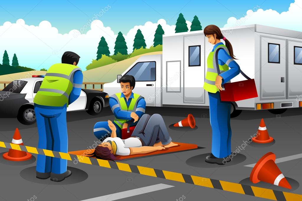 Paramedic Giving Help to an Injured Girl
