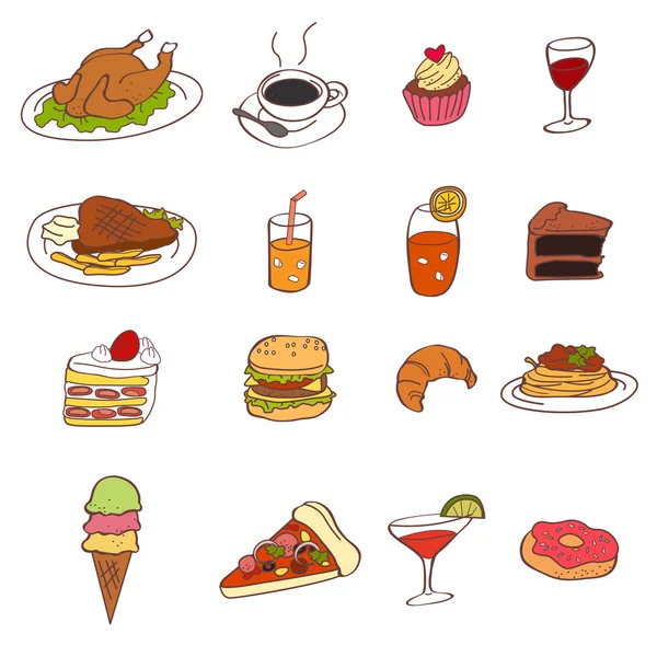 Iconos de alimentos y bebidas — Vector de stock