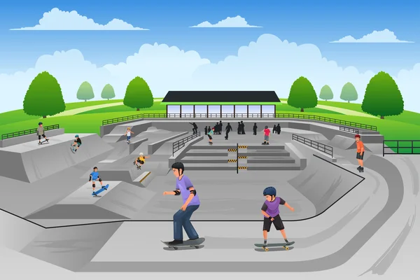 Mensen spelen Skateboard — Stockvector