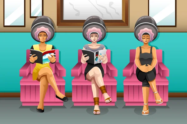 Femmes dans le salon de coiffure — Image vectorielle