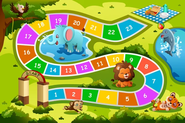 Board Game in Animal Theme — Stock Vector