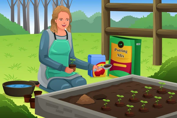 Floristería Trabajando con Ramo de Diferentes Flores — Vector de stock