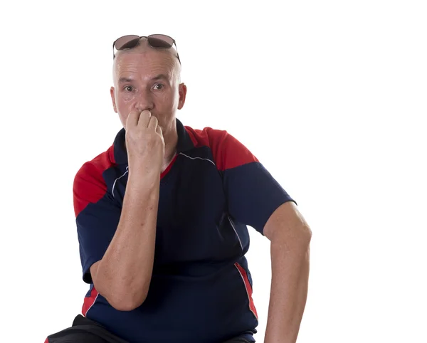 Homme touchant les lèvres geste avec baiser d'approbation Photo De Stock