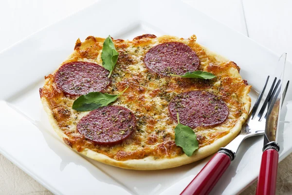 Mini pizza salami — Photo