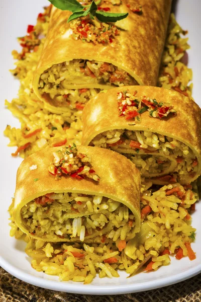 Aziatische curry rice roll — Stockfoto