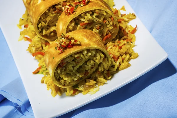 Aziatische curry rice roll — Stockfoto