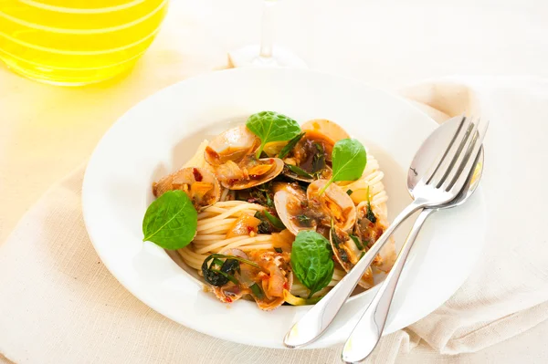 Shellfish and pasta — Stock Photo, Image