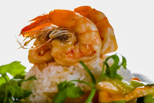 Shrimps rice and vegetables — Stock Photo, Image