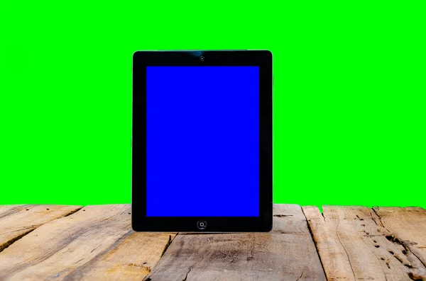 Ipad with blue and green screen — Stock Photo, Image