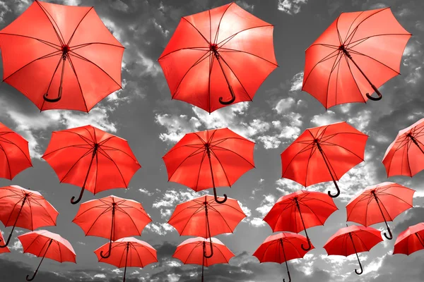 Guarda-chuva destacando-se da multidão conceito único — Fotografia de Stock
