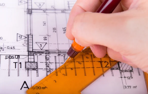 Architectural plans project architect blueprints — Stock Photo, Image