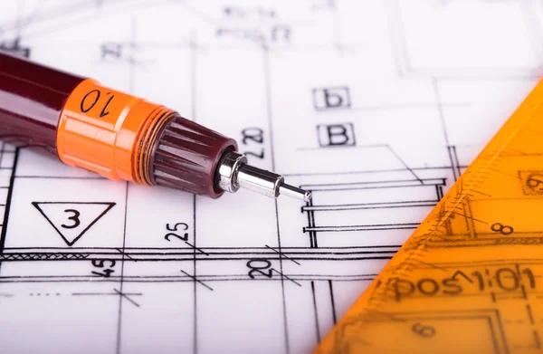 Architectural plans project architect blueprints — Stock Photo, Image