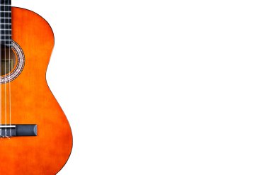 beyaz izole klasik akustik gitar