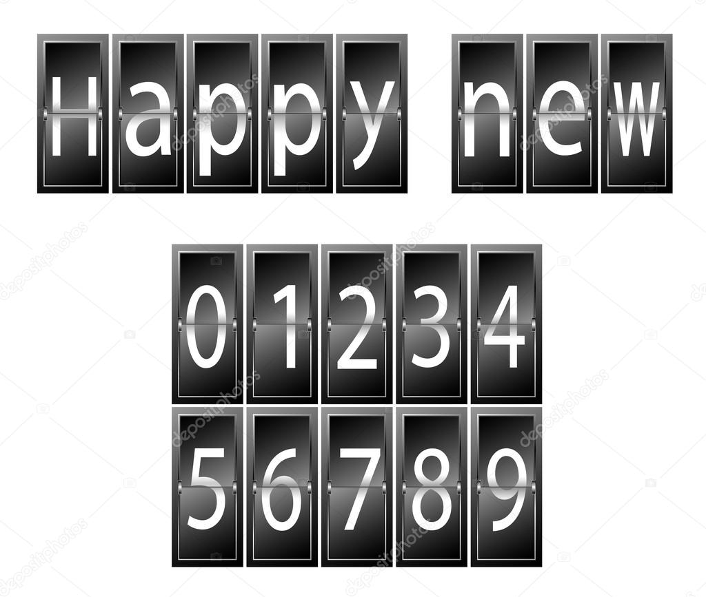 Happy New Year Set of numbers time table vector illustration