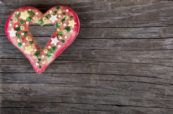 Vánoční Perníková srdce tvar Valentýn lásku cookie — Stock fotografie